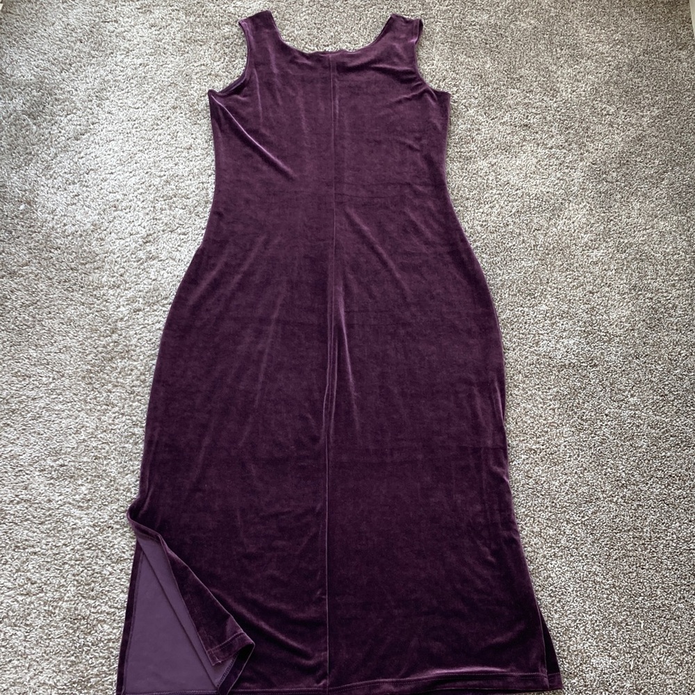 Vintage 90s Purple Stretch Velvet Maxi Sleeveless Dress Whimsigoth Phoebe sz 12 - Picture 7 of 9